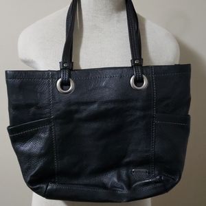 thesak black leather TOTE BAG  purse